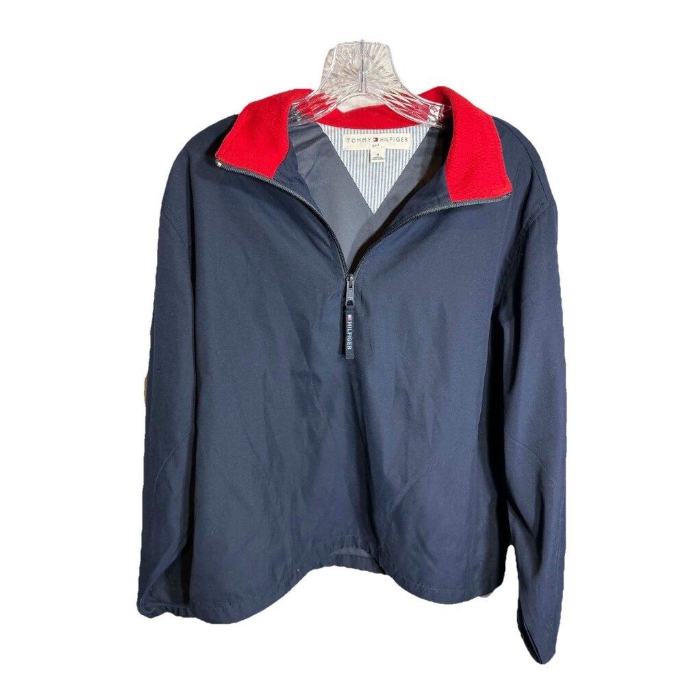 Vintage Tommy Hilfiger Golf Pullover Blue Nylon Quarter Zip Men’s Medium